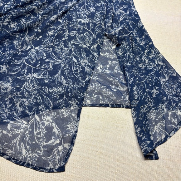 LC Lauren Conrad Kimono Women's One Size Topper Sheer Blue Floral Flowy Boho - Picture 6 of 9